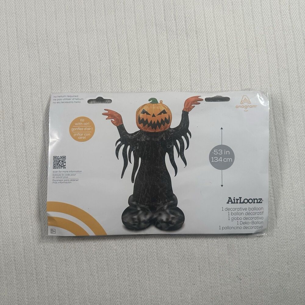 Anagram AirLoonz Spooky Pumpkin Head Ghost Foil Mylar Balloon